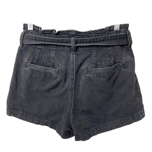 AMERICAN EAGLE Paper Bag Belted Waist Black Wash Mom Shorts Women's Size 4 - Picture 2 of 7